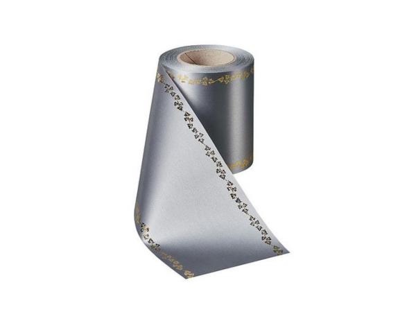 Kranzband Efeurand Supersatin thermotrans. 150mm 25mr grau dunkel 150mm 25mr
