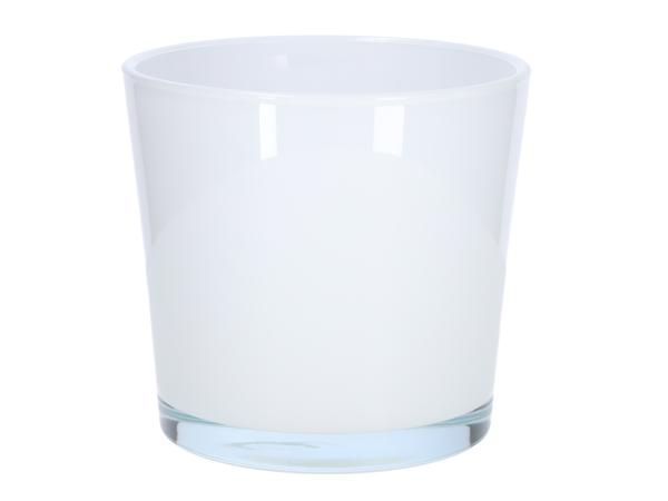 Kübel Glas konisch D17 H15,5cm weiss D17H15,5cm