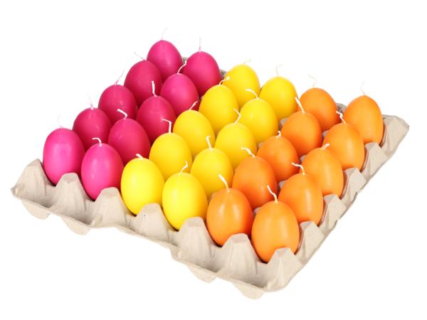 Eikerze Gr.1 3fb sort. pink, zitrone, orange, ca 7Std Brenndauer
 H6,5 D4,5cm