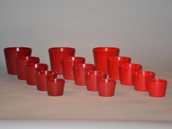 Kübel 440 D12cm farbl. sort. rot/karminrot/weinrot  D12H9cm