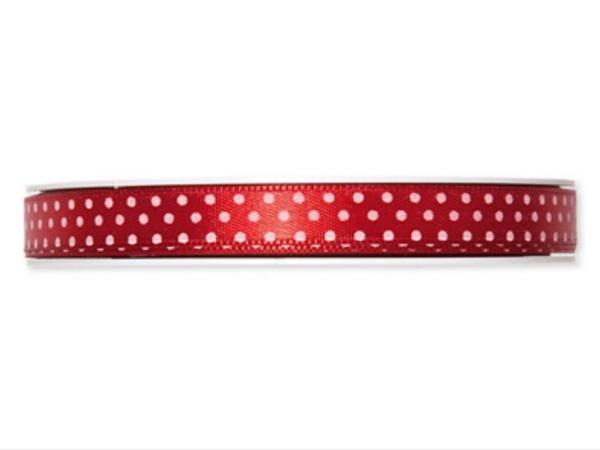 Band Satin Druck Punkte 10mm 25mr rot 10mm 25mr