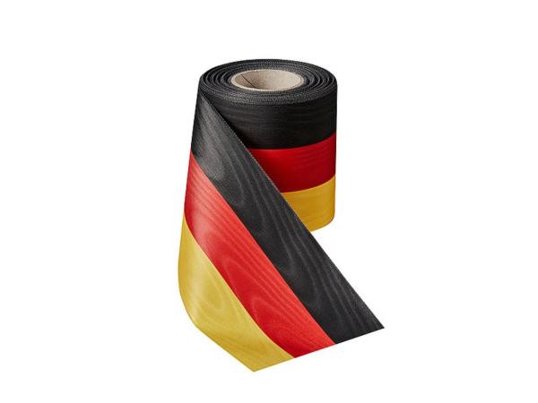 Nationalband Moire 100mm 25mr schwarz/rot/gold 