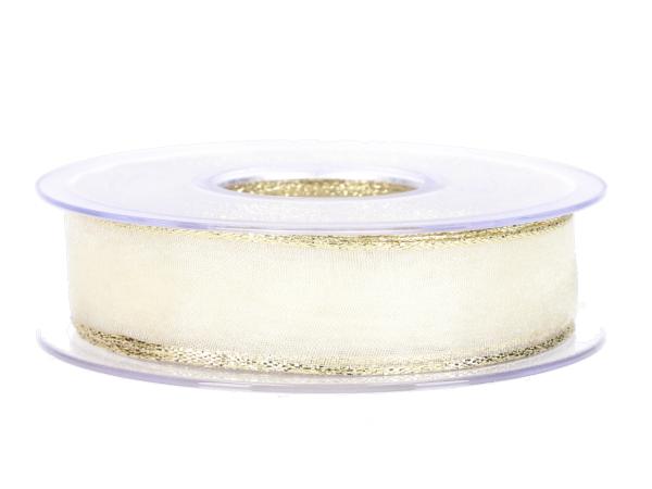 Band Xmas Organza Goldkante 25mm 20mr m Draht 25mm 20mr