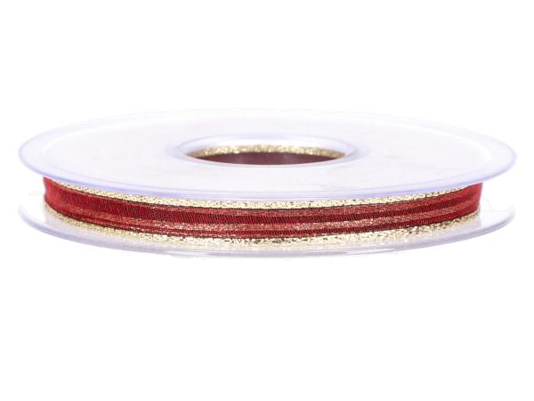 Band Xmas Organza Goldkante 10mm 25mr   10mm 25mr