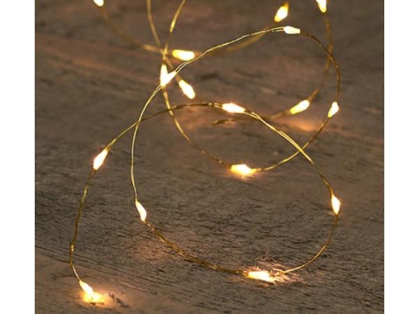 Lichterkette LED warmweiss Golddraht 10Lichter batteriebetrieben indoor L100cm (+10cm)