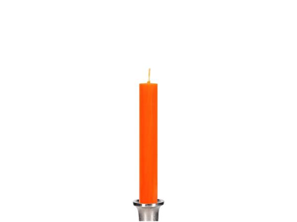 Stabkerze Flachkopf gezogen durchgefärbt H185 D26mm orange ca. 10 Std. Brenndauer 