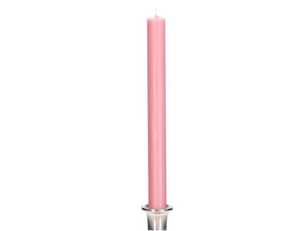 Stabkerze Flachkopf gezogen durchgefärbt H290 D26mm rosa ca. 17 Std. Brenndauer  H290 D26mm