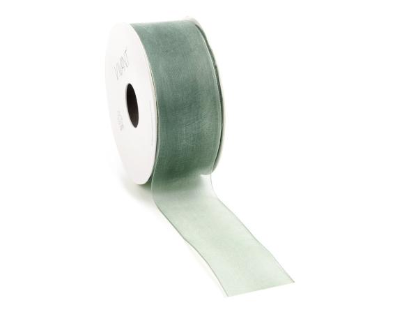 Band Organza Webkante 7mm 50mr grün salbei 7mm 50mr