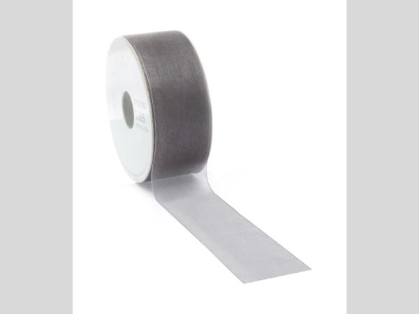 Band Organza Webkante 40mm 50mr grau   40mm 50mr