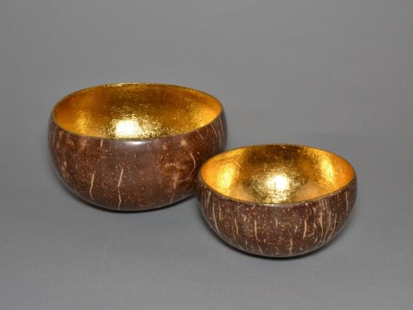 Schale Kokosnuss innen Schlagmetall gold D12cm   D12cm