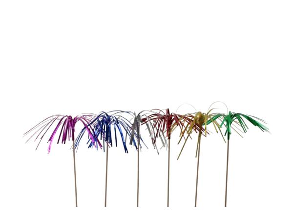 Stecker Lametta Palmwedel 100St/Box 6Fb pink/blau/silber/rot/gold/grün sort   L22cm