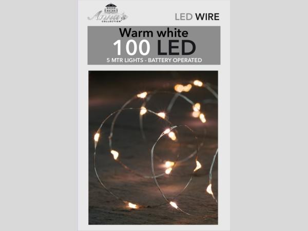 Lichterkette LED warmweiss Silberdraht 100Lichter inkl. Timer batteriebetrieben indoor (exkl. 2xAA) L500cm (+10cm)