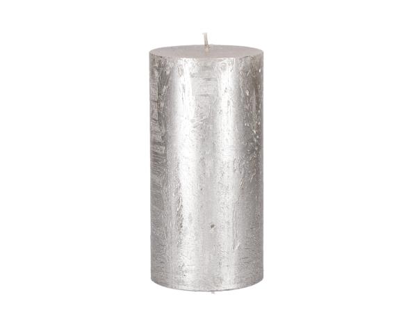 Rustic Kerze Nova H140 D70 silber "Safe" ca. 63Std Brenndauer 