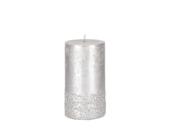 Rustic Kerze Calla H110 D60 silber "Safe" ca. 38Std Brenndauer D6 H11cm