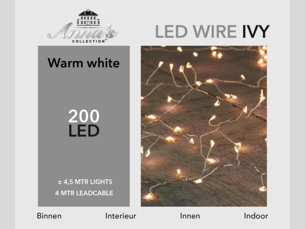Lichterkette LED warmweiss Silberdraht 200Lichter indoor L450cm (+400cm)
