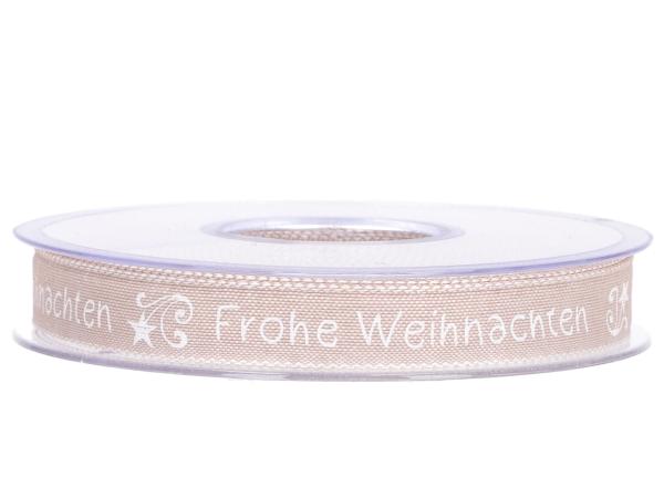 Band Leinenoptik Frohe Weihnachten 15mm 20mr  15mm 20mr