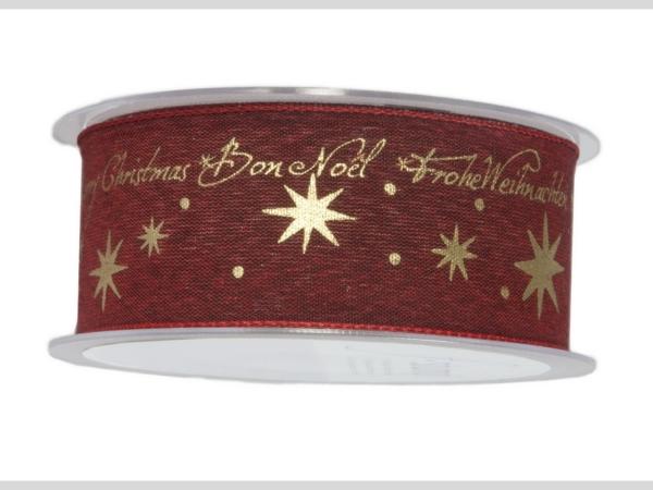 Band Frohe Weihnachten mehrsprachig 40mm 20mr   40mm 20mr