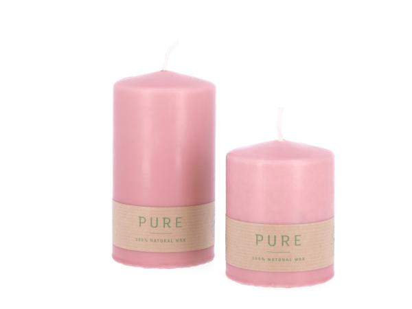 Stumpen Pure H90 D70 rosa Safe Candle ca. 46Std Brenndauer   