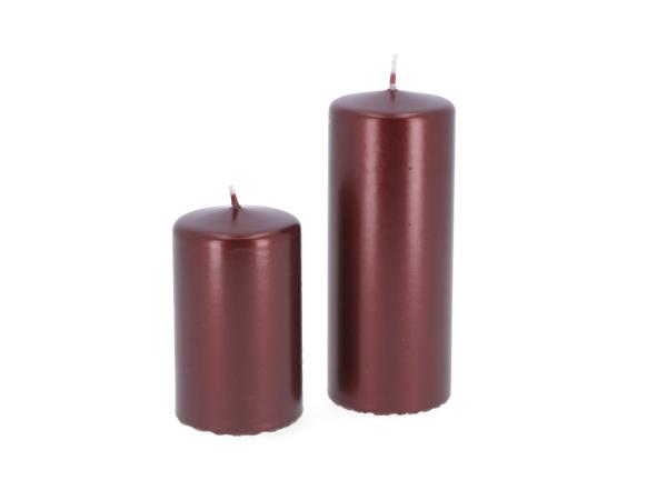 Stumpen Metallic H100 D60 bordeaux Safe Candle ca. 25Std Brenndauer   