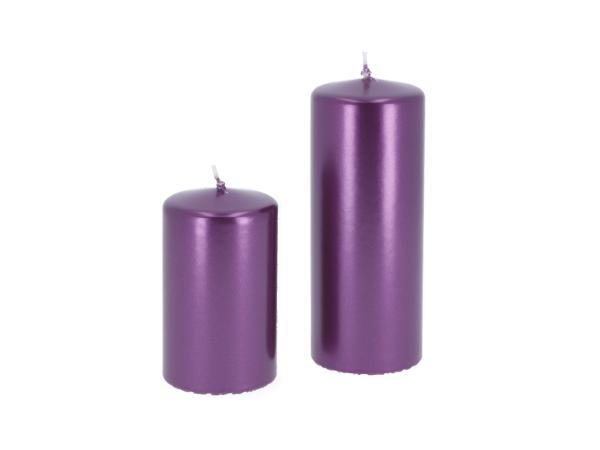 Stumpen Metallic H150 D60 violett Safe Candle ca. 38Std Brenndauer   D6 H15cm