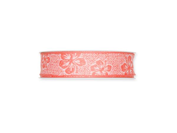 Band Jacquard Hibiskusblüte 25mm 15mr   25mm 15mr