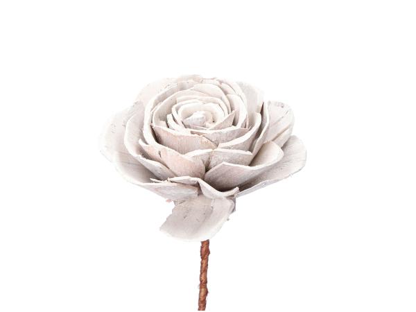 Rose Solablüte D6cm a Draht white washed D6 Draht 20cm