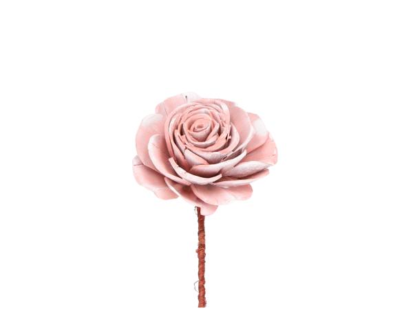 Rose Solablüte D6cm a Draht rosa washed 
