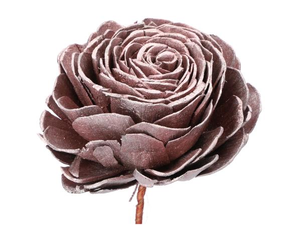 Rose Solablüte D10cm a Draht rosegold D10 Draht 20cm