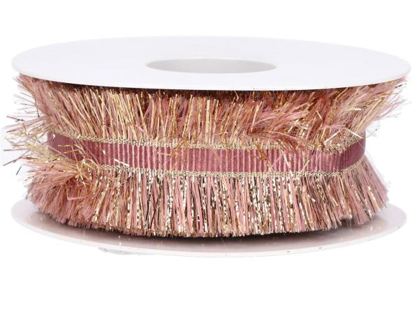 Band Fransen Lurex rosa 40mm 15mr   40mm 15mr