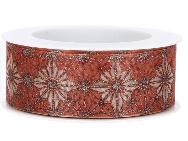 Band Organza Ornamente braun 40mm 20mr   40mm 20mr