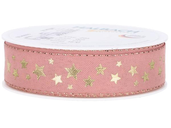 Band Baumwolloptik Sterne gold 25mm 18mr   25mm 18mr