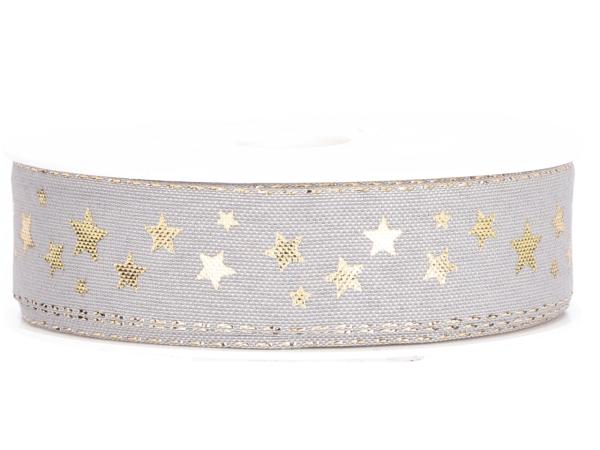 Band Baumwolloptik Sterne gold 25mm 18mr 25mm 18mr