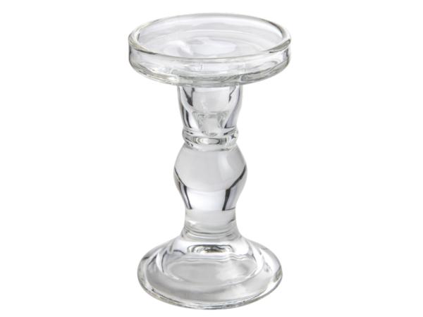 Kerzenhalter Glas f Spitz- oder Stabkerze bis D22mm/Stumpen bis D7cm D8,5 H14cm
