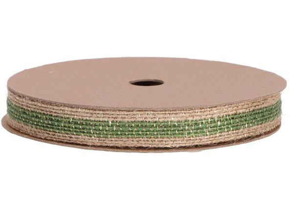 Band Jute gold meliert m Draht 15mm 15mr 15mm 15mr