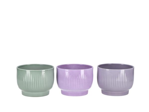 Kübel 695 D12cm Primeltopf gerillt lasur salbei-grau-lavendel sort D12 H9cm