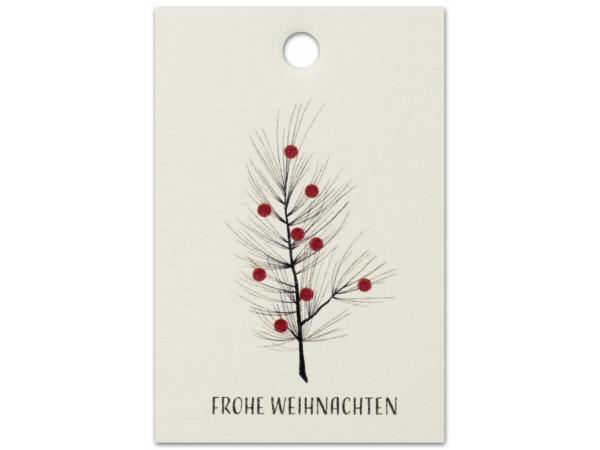 Anhänger Papier "FROHE WEIHNACHTEN" m Zweig 16St/Bt. H85 B55mm H85 B55mm