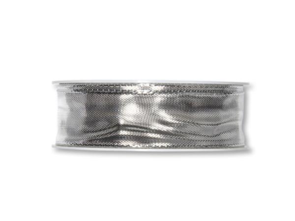 Band Lamé silber 25mm 25mr m Draht Made in Germany 25mm 25mr
