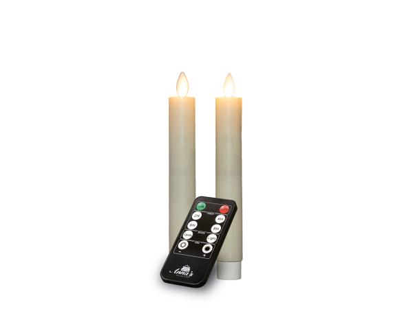 Stabkerze Rustikal wachs begwegliche Flamme inkl. Fernbedienung / Timer u USB Kabel 