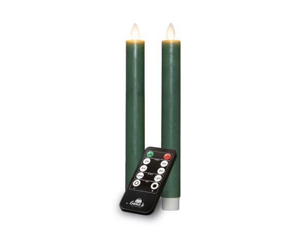 Stabkerze Rustikal wachs begwegliche Flamme 2St/Set inkl. Fernbedienung / Timer u USB Kabel H23cm