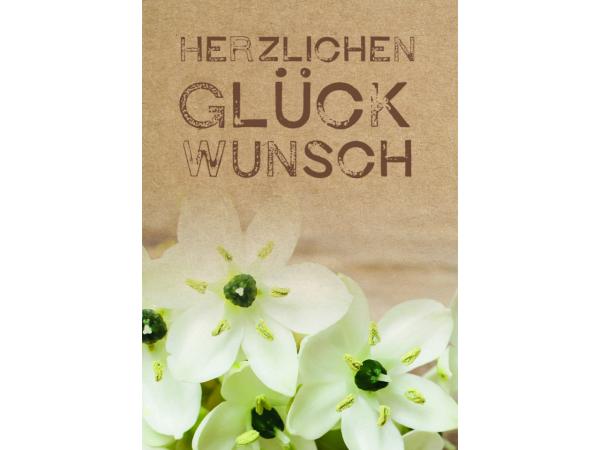 Klammerkarte Mini "HERZLICHEN GLÜCKWUNSCH" cottage B52 H74mm