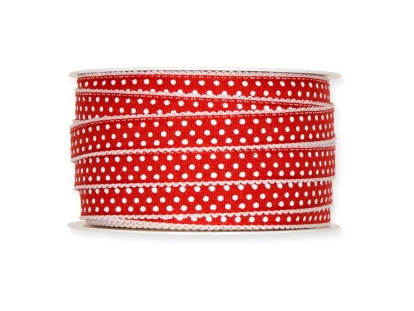 Band Baumwolloptik m Punkte Webkante 15mm 25mr 100% Polyester 15mm 25mr