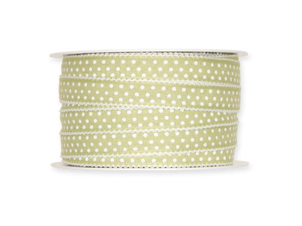 Band Baumwolloptik m Punkte Webkante 15mm 25mr 100% Polyester 15mm 25mr