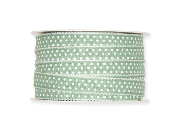 Band Baumwolloptik m Punkte Webkante 15mm 25mr 100% Polyester 15mm 25mr
