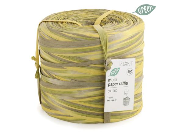 Raffiaband Papier zweifarbig imprägniert farbecht gelb braun 5mm 500mr 5mm 500mr