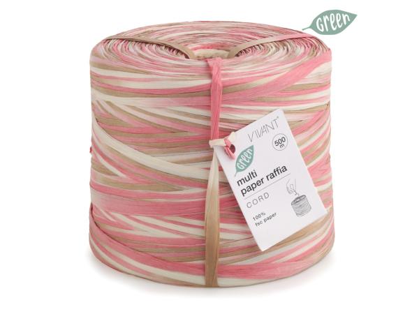 Raffiaband Papier zweifarbig imprägniert farbecht rosa natur 5mm 500mr 5mm 500mr