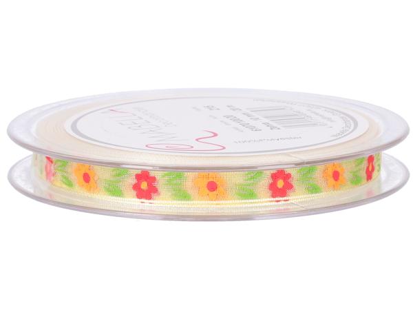 Band Organza m Blumendruck u Webkante 10mm 20mr 10mm 20mr