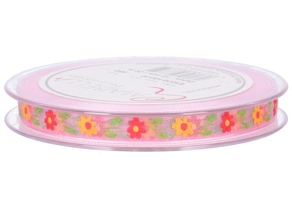 Band Organza m Blumendruck u Webkante 10mm 20mr 10mm 20mr
