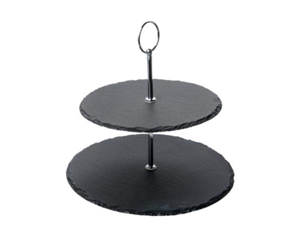 Etagere Schiefer rund 2 Böden D25 H??  T0,5cm