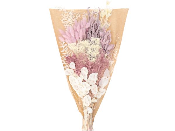 Trockenblumen Bouquet 150gr/Bd weiss rosa L60-70cm