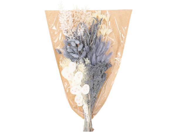 Trockenblumen Bouquet 150gr/Bd weiss grau L60-70cm